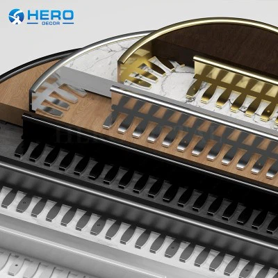 曲げ可能な曲面フロアトリムの取り付け: フレキシブルアークチップ